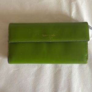 KATE SPADE Green Leather Continental Checkbook Wallet